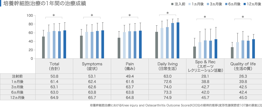 培養幹細胞治療の1年間の治療成績