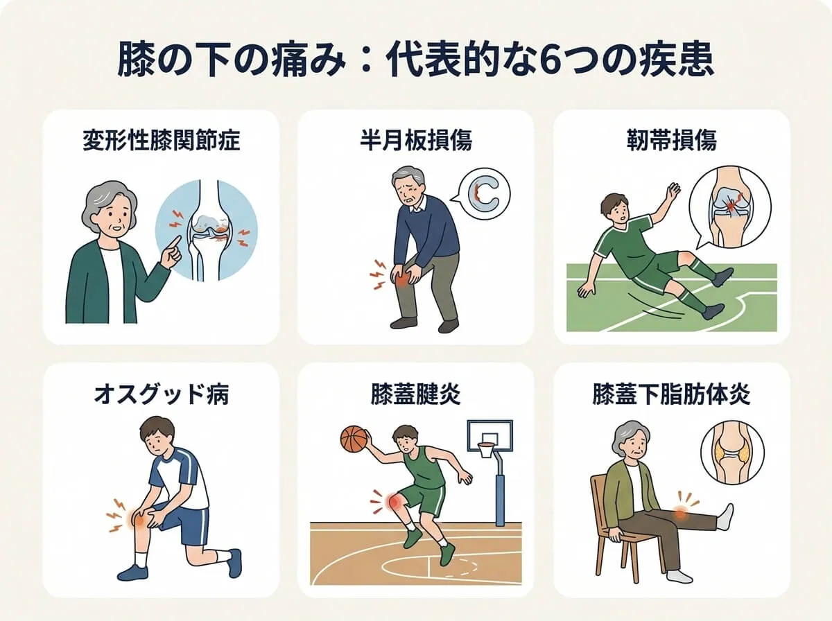 膝の下の痛み代表的な6つの疾患