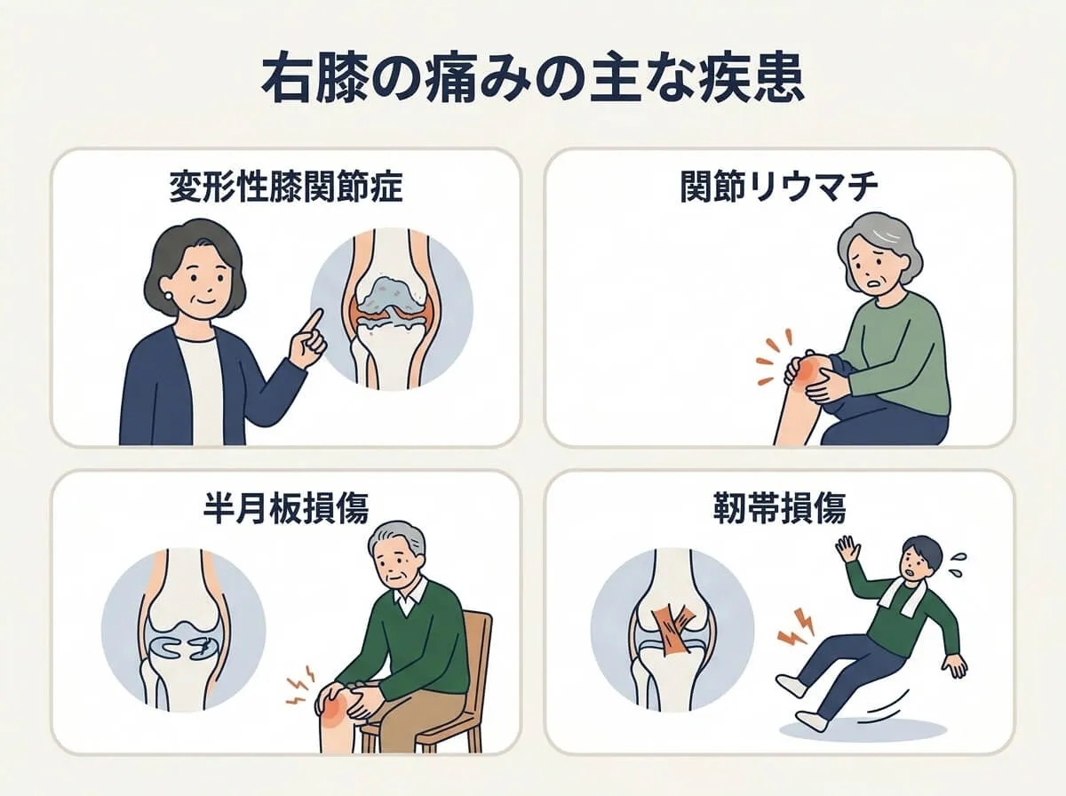 右膝の痛みの主な疾患