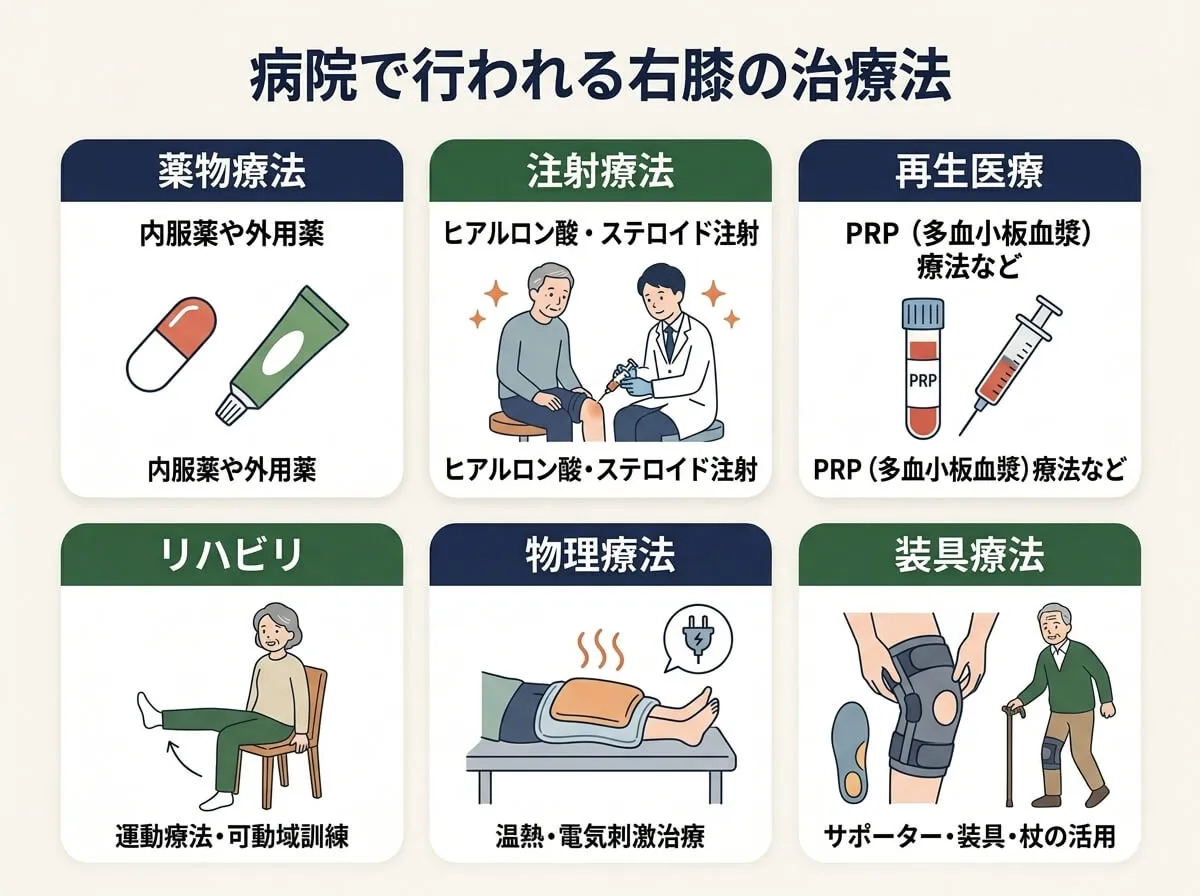病院で行われる右膝の治療法