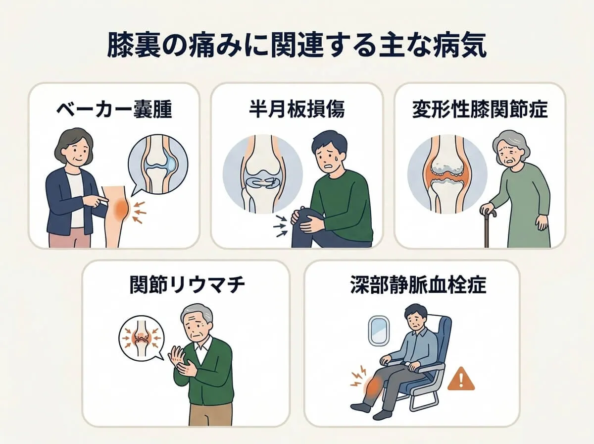 膝裏の痛みに関連する主な病気