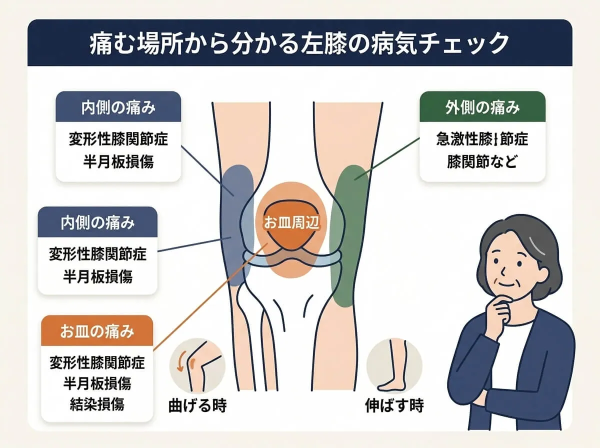 痛む場所から分かる左膝の病気チェック