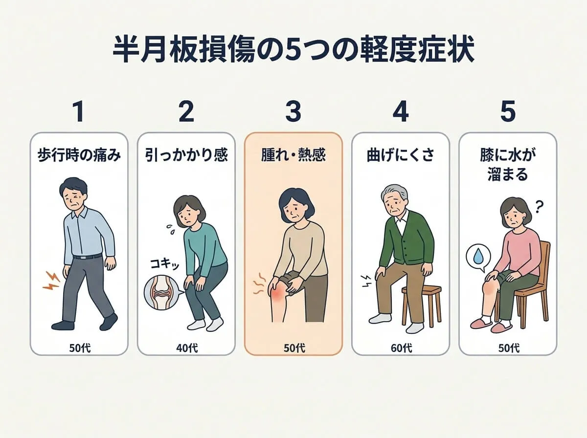 半月板損傷の5つの軽度症状