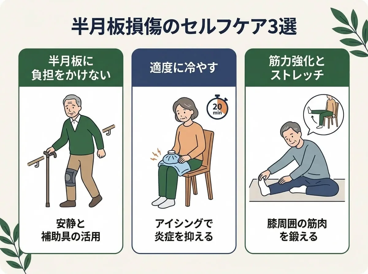 半月板損傷のセルフケア3選