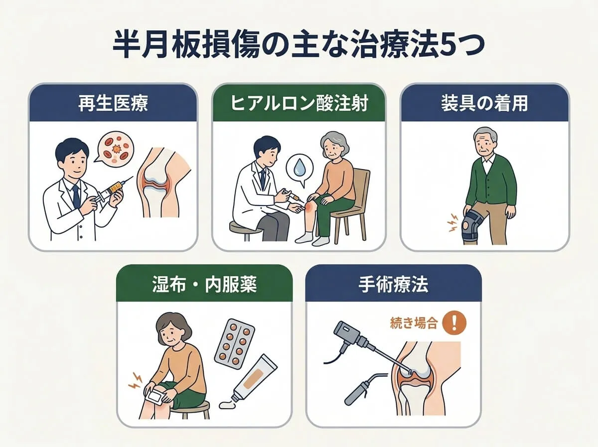 半月板損傷の主な治療法5つ
