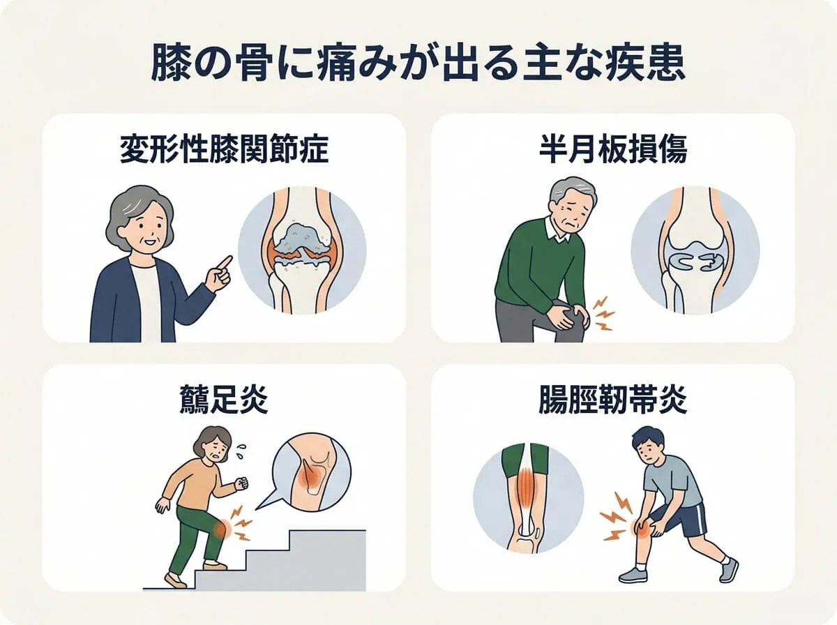 膝の骨に痛みが出る主な疾患