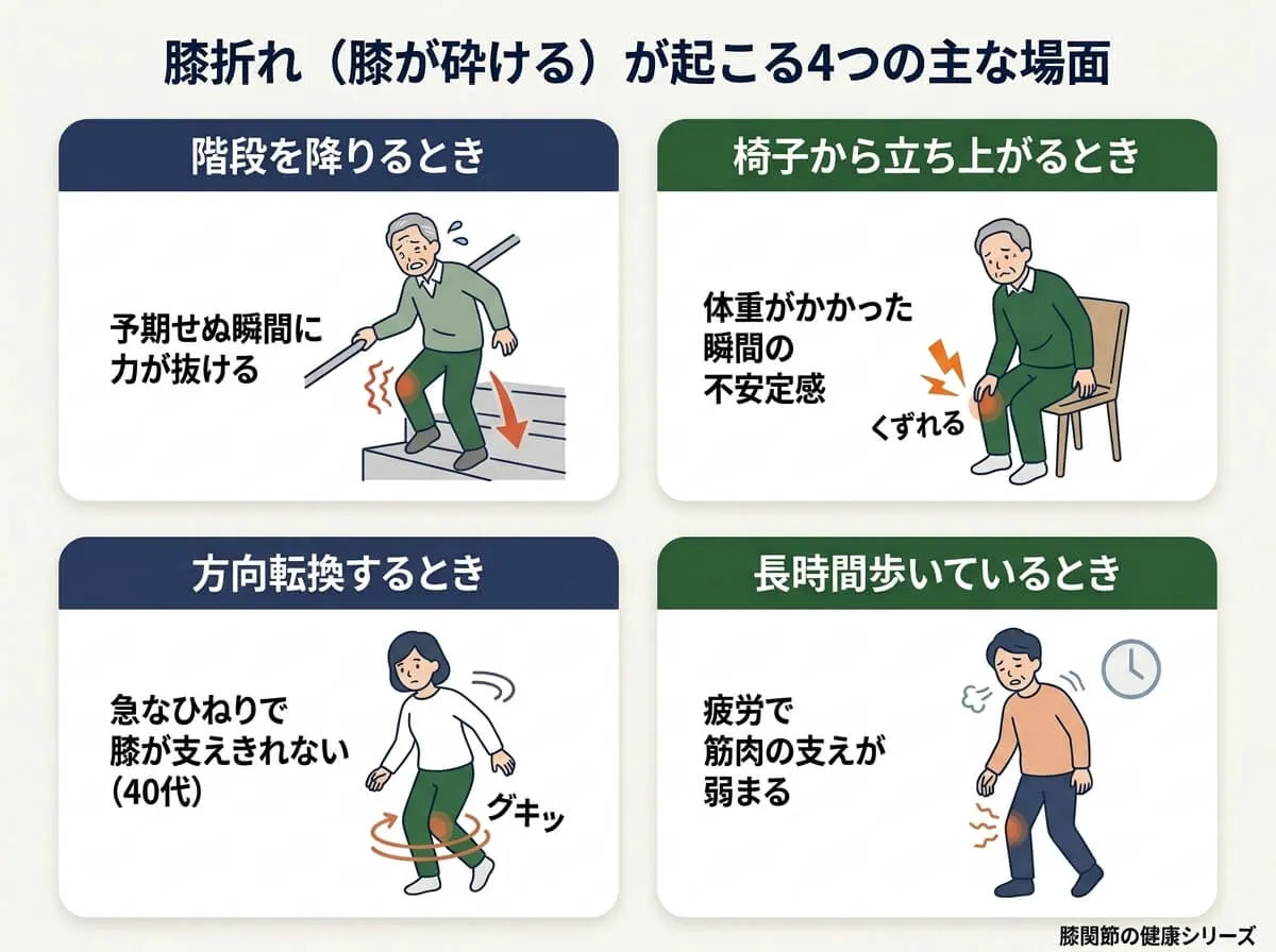膝折れが起こる4つの場面