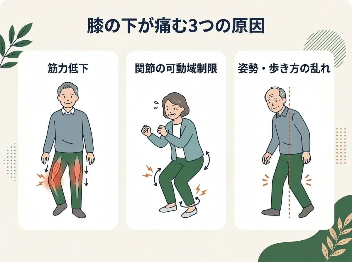 膝の下が痛む3つの原因